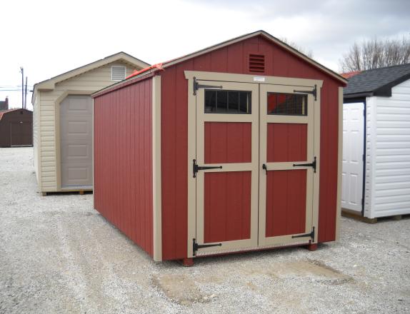 8'x12' Madison Front Peak w/ Transom windows in the Door 